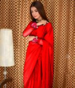 Red Chiffon Saree